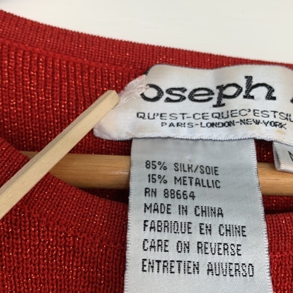 Joseph A || Vintage Red Sequin Metallic Silk Knit Vest M - Picture 10 of 14